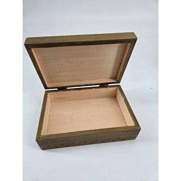 Mid Century 70s Norwegian Rosemaling Wooden Handpainted Trinket Box Hinge Signed - Picture 3 of 13